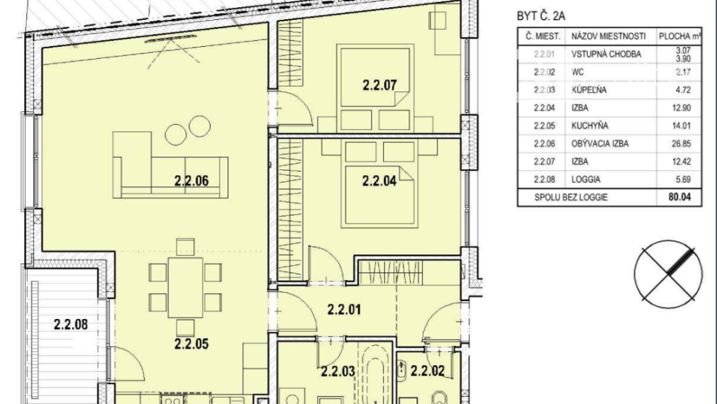 Rezidencia Štúrova - NOVOSTAVBA - 3 izbový byt 2A / Piešťany